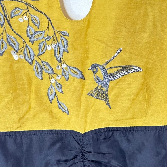 Floreat Embroidered Bird Branch Yellow Black‎ Wrap Waist Top Size 6 - Picture 8 of 11